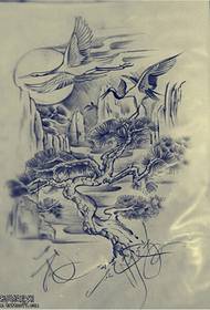 樹鶴紋身手稿圖案