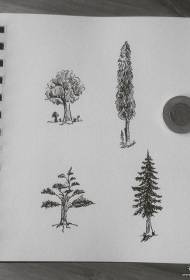 欧美小清新植物纹身图案手稿