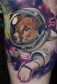 Modello di tatuaggio del fumetto del cane dello spazio dipinto