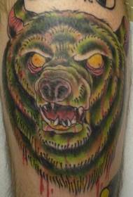 Motif de tatouage couleur ours zombie