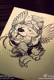 Flying bear cub tattoo pattern