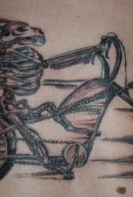 Motif de tatouage de chien mignon squelette et vélo