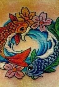 Bela fiŝo yin kaj yang desegnas tatuadon