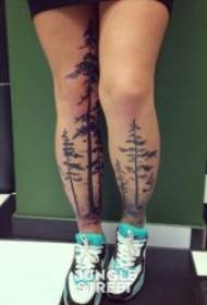 Patrón de tatuaxes de árbores, tatuaxes de árbores, piñeiro, etc.