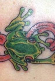 Жаба кольору ноги з квітковим малюнком татуювання
