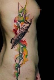 Watercolor zolembera mbali nthiti tattoo