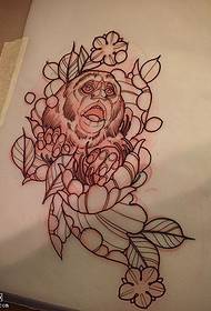 Wzór tatuażu cierniowego orangutana