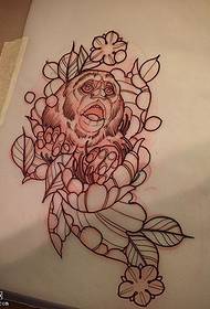 Manuscript thorns orangutan tattoo pattern