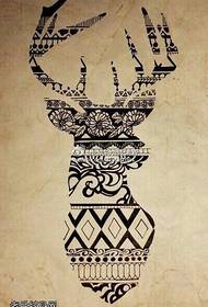 Manuskript vintage vanilje ånd hjort tatovering mønster