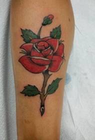 Uczennica cielę pomalowana prosta linia roślin literacki kwiat tatuaż obraz