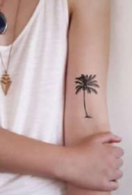 Mažas šviežias 9 juodų kokosų medžio tatuiruočių modelis