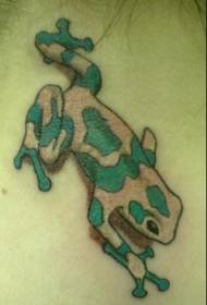 Warna leher realistis tato katak hijau dan putih