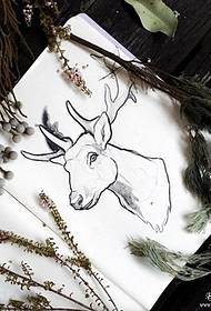 Small fresh elk avatar tattoo pattern manuscript