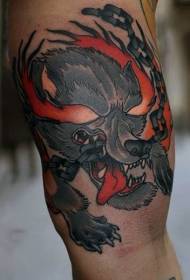 脚悪魔犬とチェーンのタトゥーパターン