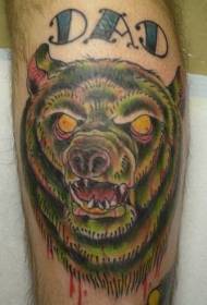 Modello di tatuaggio dipinto dell'orso zombi della morte
