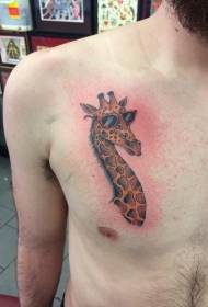 Грудь жирафа в красных очках тату с рисунком