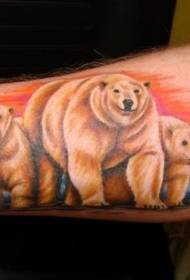 Patrón de tatuaxe de familia de oso polar colorido