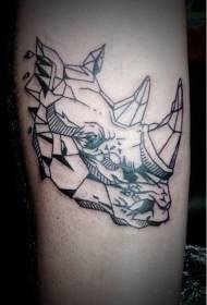 Motivo tatuaggio testa di rinoceronte linea geometrica nera