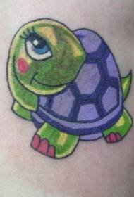 Beautiful cartoon turtle color tattoo pattern