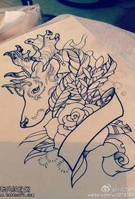 Antilopes rožu tetovējuma līnijas zīmēšanas attēls