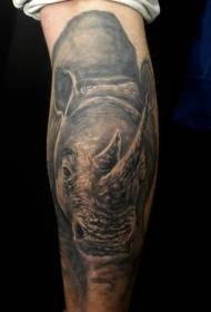 Modello di tatuaggio rinoceronte realistico polpaccio