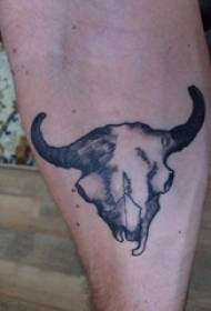 ბიჭი shank შავი ნაცრისფერი წერტილი thorn აბსტრაქტული ხაზის ძროხის ძვლის tattoo სურათი