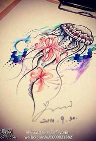 Color splash ink mother flower tattoo manuscript