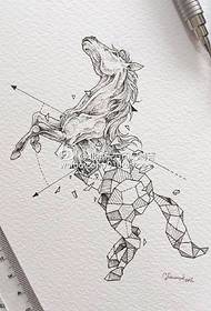 Рукапіс рэалістычны геаметрычны шаблон татуіроўкі конь