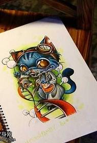 Manuscript kleur kat tattoo patroon