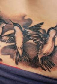 Dräi schwaarz Kolibri Tattoo Designs