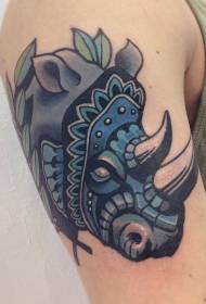 Blauwe neushoorn totem persoonlijkheid tattoo patroon