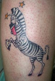 Patrón de tatuaje de cebra colorida de divertidos dibujos animados