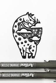 Мультфильм жирафының жұлдызды татуировкасы үлгісіндегі қолжазба