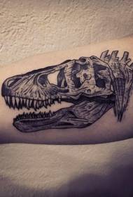 Motif de tatouage en os de dinosaure noir de style gros bras