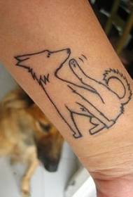 Minimalistic dog silhouette tattoo pattern