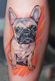 Leg dog and orange background tattoo pattern