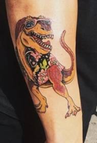 Момчињата оружје насликани акварела креативни хорор тетоважи со диносаурус