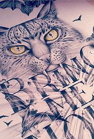 een letter cat tattoo patroon
