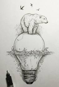 Bear tatu manuskrip kreatif beruang hitam dan manikkrip tatu mentol lampu