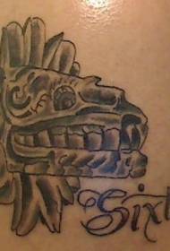 Patrón de tatuaxe de cráneo azteca