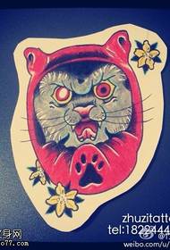 Japanese style cat tattoo pattern