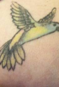 Imagens de tatuagem de beija-flor amarela colorida de perna