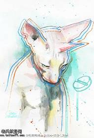 Watercolor wind kitten tattoo pattern