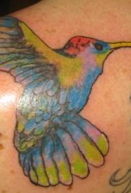Motivo tatuaggio colibrì color spalla