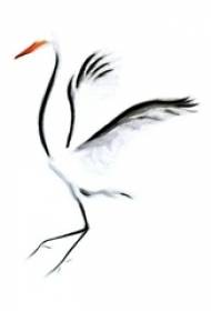 Painted pricking technique ink white crane tattoo manuscript