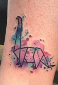 Schoolgirl calf painted watercolor sketch creative origami element giraffe tattoo picture