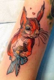 Midab-gacmeedka qaabka cusub ee iskuulada sawirka 'squirrel tattoo tattoo'