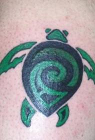 Groen en zwart tribal schildpad tattoo patroon