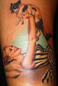 Modello di tatuaggi di bellezza disegnata à manu è cucciolo di tatuaggio