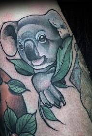Jauns skolas krāsas skaists koala lācis un atstāj tetovējuma modeli